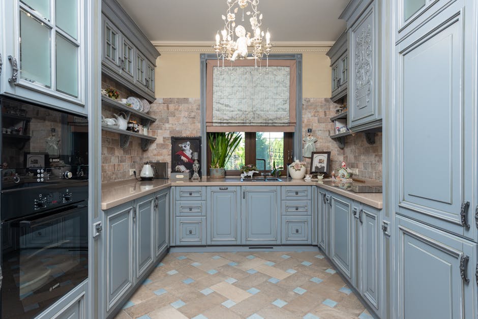 Luxury custom kitchen interior with wood cabinetry
